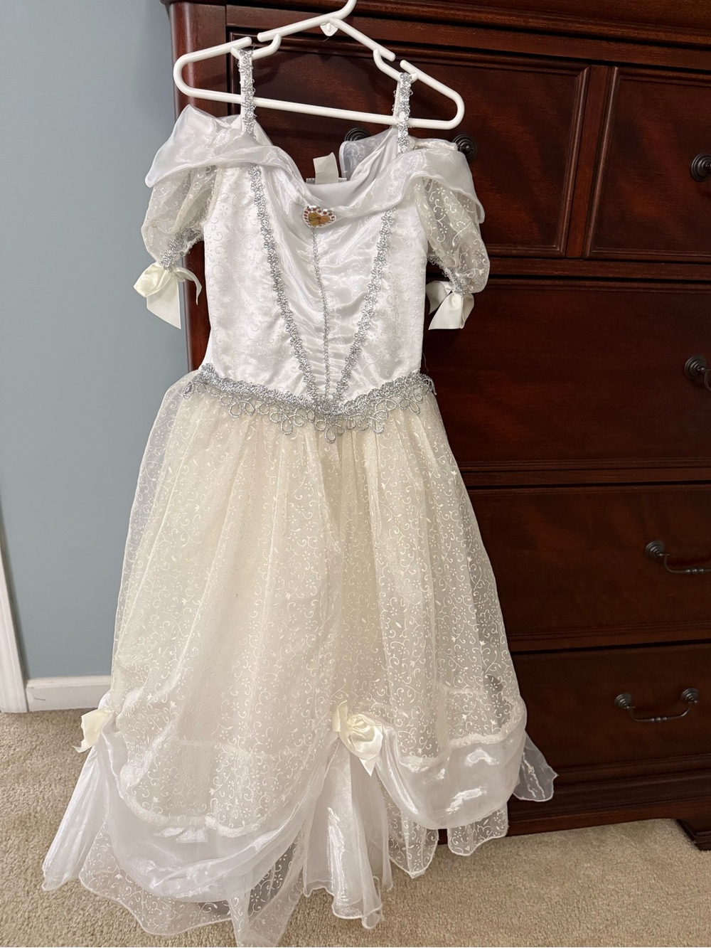 Disney White Sparkle Cinderella Wedding Dress Costume